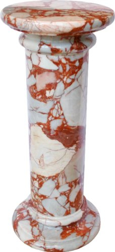 Yuchengstone Colonna in marmo massiccio, grigio-rosso, pezzo unico, decorazione per mobili da casa, ufficio, diametro: 30/70 cm, ca. 40 kg