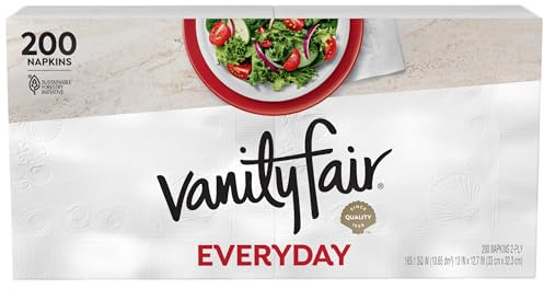 Vanity Fair Everyday Paper Napkins, 200 Count, Disposable Napkins Made Soft And Smooth For Everyday Meals
