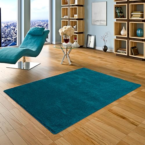 Snapstyle Hochflor Shaggy Teppich Palace Petrol Grün Blau in 24 Größen