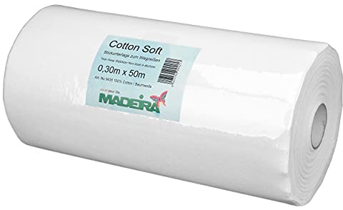Madeira e zee cotton soft tear away maschinenstickvlies rückseite weiß 54,68 yards x 11,81  50 mx 30 cm