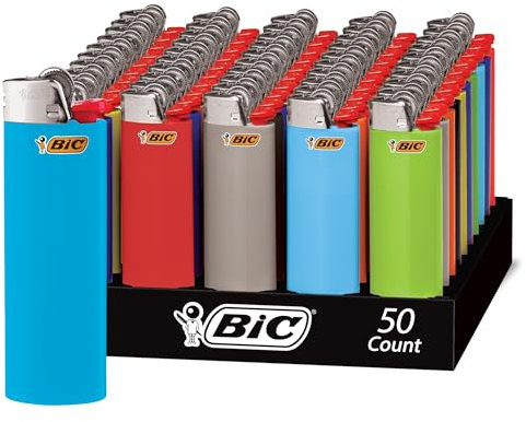 BIC Classic Pocket Lighters, Assorted Colors, Great for Candles, Fire Place and More, 50-Count of Bulk Lighters