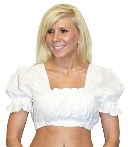 Dirndl Trachten Haus White Cotton Womens German Dirndl Crop Top Blouse 20 XL