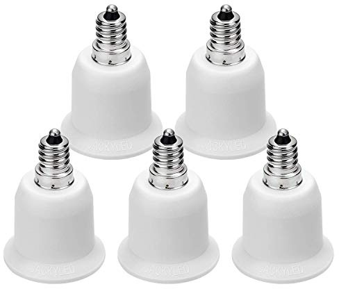 JACKYLED 5-Pack E12 to E26 Adapter, Chandelier Light Socket, Candelabra E12 to Medium Socket E26/E27 Converter Bulb Base Adapter Converter for Ceiling Fans Light, Pendant Light, Chandelier