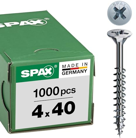 SPAX Vite universale, 4 x 40 mm, 1000 pezzi, Filetto parziale, Testa svasata, Intaglio a croce Z2, 4CUT, WIROX - 0291010400405
