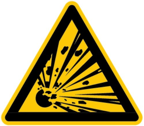 LEMAX® Warnschild, Warnung vor explosionsgefährlichen Stoffen W002 DIN EN ISO 7010 Alu geprägt gelb/schwarz, 200mm