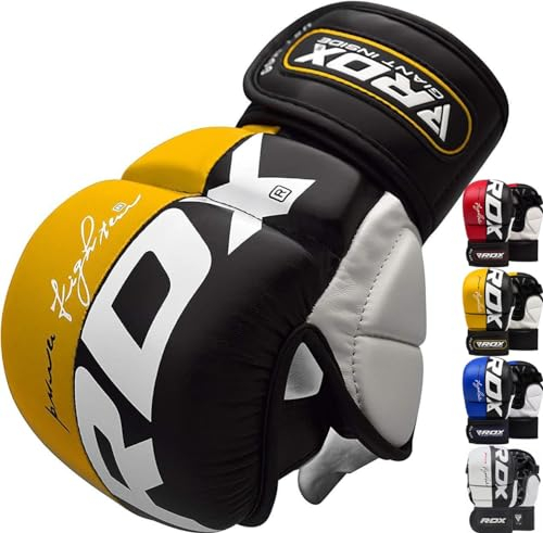 RDX MMA Handschuhe, Sparring Handschuhe Herren, Kampfhandschuhe für Kampfsport, Muay Thai, Kampfsport, Kickbox, belüftete offene Handfläche Handschuhe für Stanzen Grappling, Männer Frauen