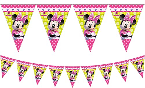 Procos 47095 220cm Wimpelkette * DISNEY MINNIE MAUS * für Kindergeburtstag und Motto-Party // Mouse Girlande rosa Mädchen