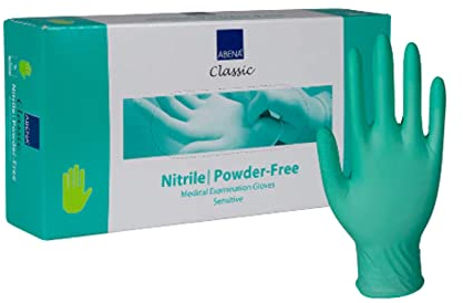 ABENA Green Disposable Nitrile Gloves, Small, Pack of 100, Powder Free, Latex Free, Examination Gloves for Cleaning, Food Prep, Beauty, Medical & Hygiene, Strong Single Use Protective Gloves