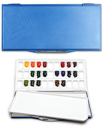 Mijello Fusion 33-Well Airtight/Leakproof Palette for Watercolor Paints, Blue