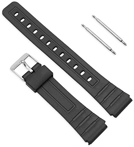 OcioDual Uhrenband Kompatibel mit Casio F91W F-91W Schwarz Harz Metallschnalle mit 2 Pins Uhrenarmbänder Uhrenarmband