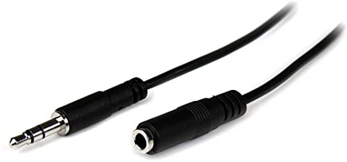 StarTech.com 1m Slim 3.5mm Stereo Extension Audio Cable - M/F - Mini stereo Extension - 3.5mm Extension - heaDPhone Ext cord (MU1MMFS), Black