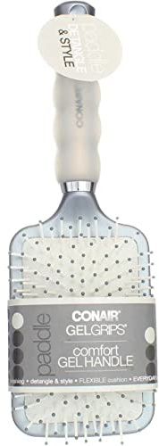 Conair Gel Grips Paddle Hair Brush Assorted Colors (Pack of 2)