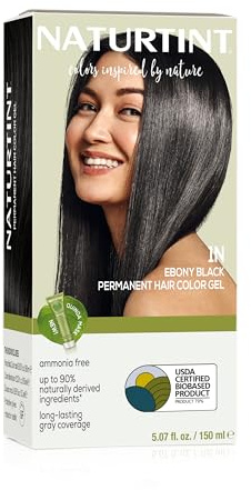 Naturtint 1N Ebony Black Permanent Hair Color (Pack of 1), Ammonia Free, Vegan, Cruelty Free, up to 100% Gray Coverage, Long Lasting Results (Packaging may vary)