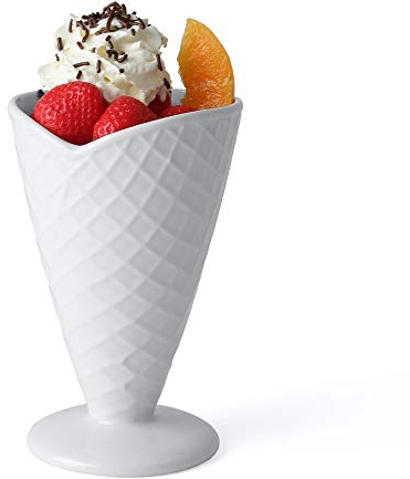 Holst Porzellan ES 001 Eisbecher 16 cm Waffel, weiß, 10 x 10 x 16 cm