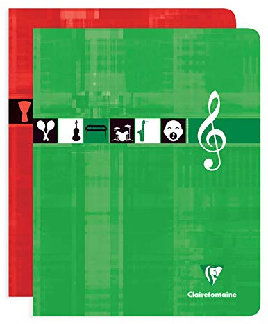 Clairefontaine 3798C A Stapled Notebook of Music and Songs 17x22cm - 56 Pages Small Squares and Staves w/ Lines - White Paper 90 g - Card Cover - Random Colour