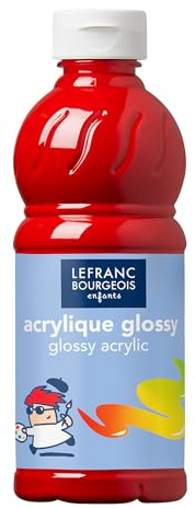 Lefranc Bourgeois - Acrylique liquide brillante Glossy pour enfants- 500ml Rouge Vif