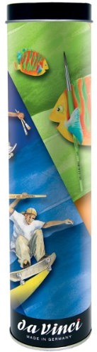 da Vinci, Pinseldose aus Metall FIT SYNTHETICS, mit Namenssticker, Geschenkdose, Allroundpinseln, für flüssige Farben, Hobby, Schule, Made in Germany, Größen 0, 4, 8, 6, 10