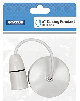Status Ceiling Pendant Light Fitting, 6‑Inch White Bayonet (B22) Pendant for Ceiling, Pre‑Wired with Cord Grip, Indoor Lighting Fixture, S6INCPB4