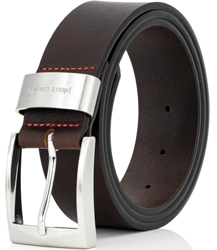 Pierre Cardin Leder-Gürtel Herren 40 mm breit, Gürtel Herren Vollledergürtel schwarz/braun, Größe/Size:Bundweite 100 cm Gesamtlänge 115 cm W 39.4 LL, Farbe/Color:schwarz