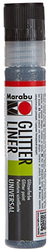 Marabu 18030009579 - Glitter Liner graphit, Glitzer - Effektfarbe auf Wasserbasis für bezaubernde Glitzereffekte auf Stoff, Holz, Metall speichelecht, einfache Fixierung