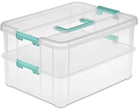Sterilite 14228604 Stack & Carry 2 Layer Handle Box, 1 - Pack