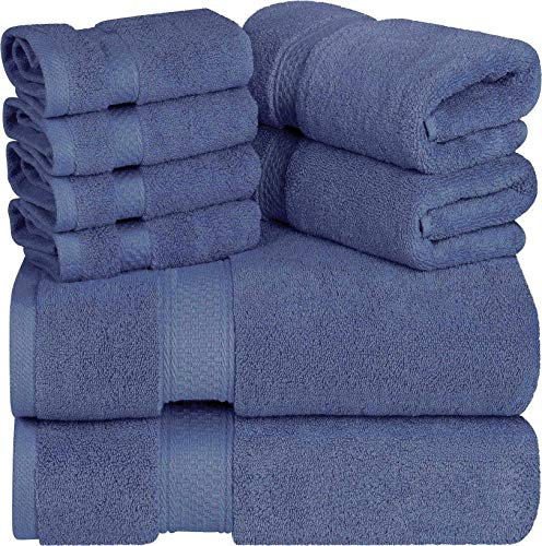 Utopia Towels: Ensemble de 8 Serviettes Haut de Gamme, Comprenant 2 draps de Bain 2 Serviettes à Main et 4 Gants de Toilette. en Coton pour la Maison, Les hôtels et Les spas Très absorbantes (Marine)
