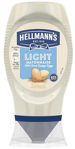 Hellmann's Light Light Mayonnaise made with free-range eggs light mayo for sandwiches, wraps and salads 250 ml