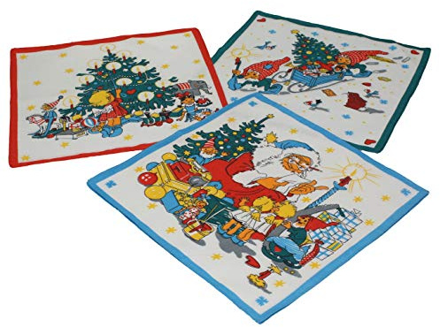 Betz 12 Stück Kinder Stoff Taschentücher Kindertaschentücher Set Größe 26x26 cm 100% Baumwolle Design 10 WEIHNACHTEN