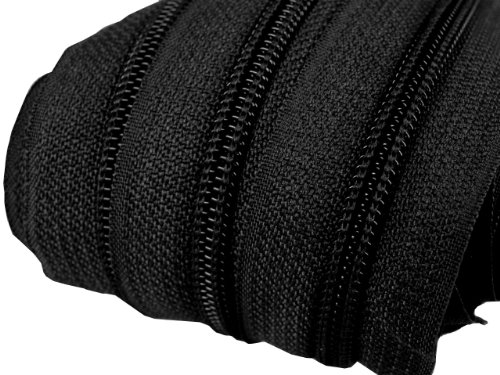 Schnoschi 2 m endlos Reißverschluss 5 mm Laufschiene + 5 Zipper Meterware teilbar Farbwahl (schwarz)