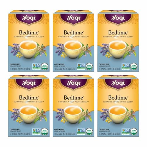 Yogi Tea - Bedtime (6 Pack) - Supports a Good Night’s Sleep - Tea with Passionflower, Chamomile, Valerian Root, and Lavender - 96 Organic Herbal Tea Bags