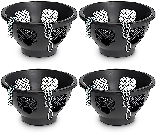 Easy Fill UK Made Set of 4 Hanging Basket - Original Hanging Plant Pots - Black Planters for Balcony, Indoor, or Outdoor - Plastic Hanging Basket for Herb, Flowers, or Plants - 12 Inches