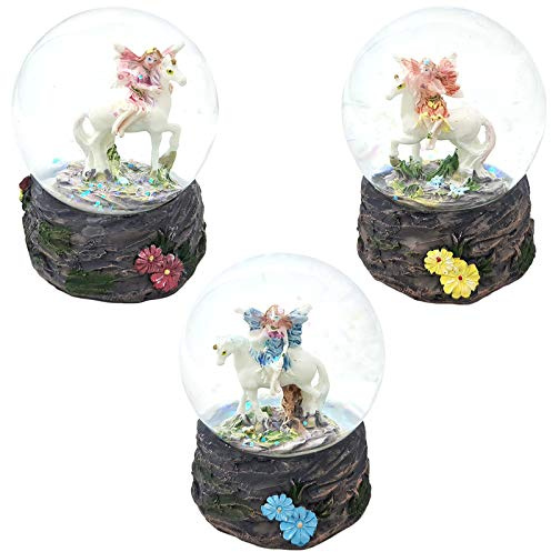 Flower Fairy Riding Unicorn Snow Globe Waterball