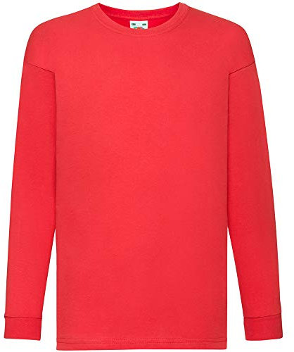 Fruit of the Loom Valueweight Children's Long-Sleeve T-Shirt Choice of Colours - Red - 104