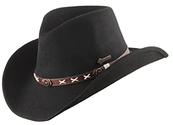Smokey – Wasserabweisender Westernhut aus Wollfilz für Damen & Herren | Robuster Outdoorhut mit breiter Krempe & echtem Leder-Hutband | Stilvoll & wetterfest, Größe XL (60-61cm), Schwarz