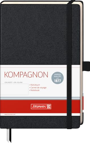 BRUNNEN Notizbuch Kompagnon Klassik | A5, unliniert, Stifthalter, schwarz