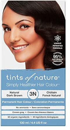 Tints of Nature 3N Natural Dark Brown Permanent Hair Dye, Nourishes Hair and Covers Greys, Ammonia-Free, 130ml