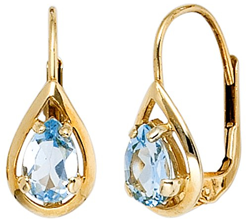 Jobo Damen-Ohrhänger aus 8 Karat 333 Gold mit Blautopas Tropfen