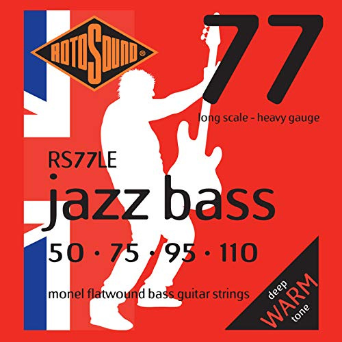 Rotosound Cordes pour Basse Électrique JAZZ 77 MONEL FLATWOUND 4-cordes RS77LE FLATW Heavy 50-110