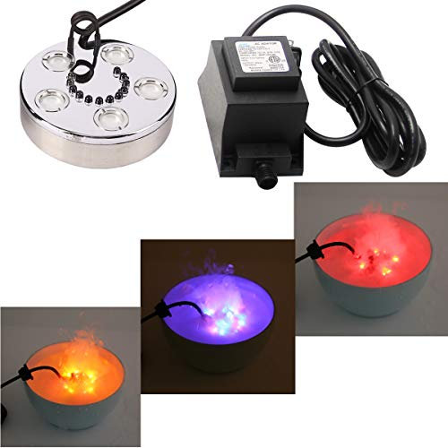 Hanchen Ultraschall Nebelhersteller 5 Köpfe Nebelerzeuger Nebelmaschine 1500ml/h mit Boje LED Nebelmacher für Gartenbrunnen Teich Zierlandschaft Befeuchtung Gewächshaus Halloween Ultrasonic Mist maker