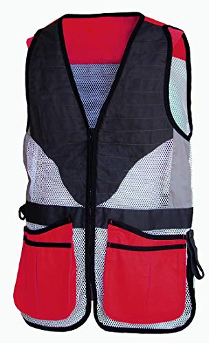 BENISPORT ( Talla XXL Chaleco de Tiro Haya - Rojo - Chaleco de Tiro al Plato Profesional - Ambidiestro para Zurdos y diestros