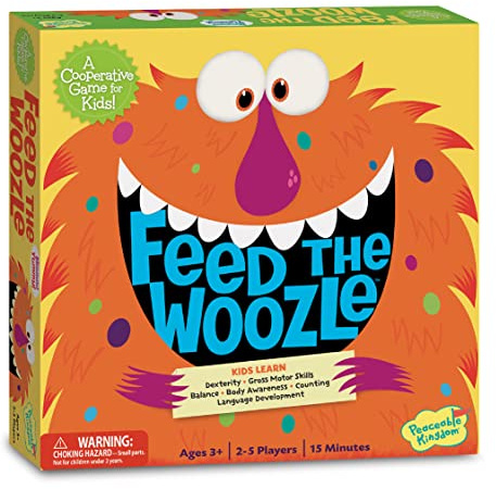 Peaceable Kingdom Feed the Woozle Cooperative Game for 2 to 5 Kids Ages 3+ - Learn Social Skills While Completing Physical Challenges