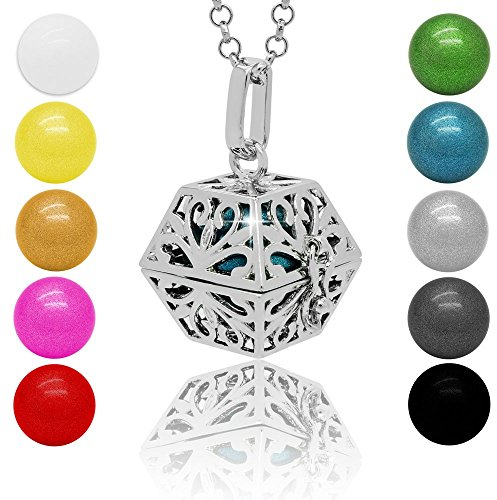 Soul-Cats Klangkugel Kette Engel Rufer Ball Angel Anhänger Glöckchen Glücksbringer, Farbe: grau