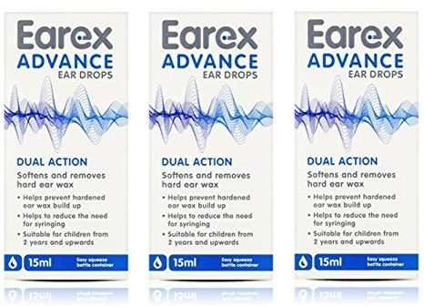 Earex Advance Ohrenschmalz-Entfernung, Dualwirkung, 12 ml, 3 Stück