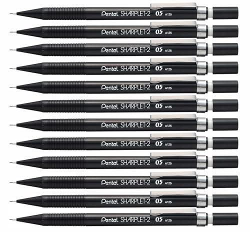 Pentel Sharplet Mechanical Pencil, 0.5 mm Lead (Pack of 12), Black
