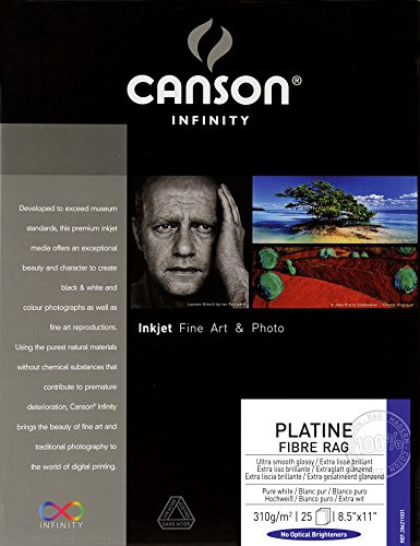 Canson Infinity Platine Fibre Rag Fine Art Paper, 310 Gram , 8.5 x 11 Inch, 25 Sheets (206211031)