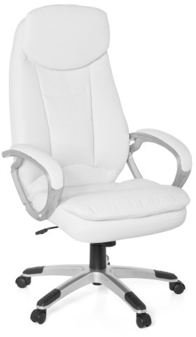 Amstyle Design Bürostuhl Creme 120kg Schreibtischstuhl Kunstleder Modern, Ergonomischer Chefsessel Höhenverstellbar, Drehstuhl mit Wippmechanik Hoch, Schreibtisch-Stuhl Gepolstert