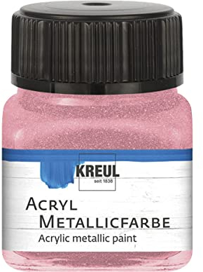 KREUL 77274 - Vernice acrilica metallizzata, bicchiere da 20 ml in rosa, vernice acrilica glamour a base d'acqua con effetto metallizzato, copertura cremosa, asciugatura rapida e impermeabile
