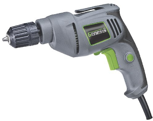 Genesis 4.2 Amp Corded Drill Variable Speed Reversible Electric with 3/8-Inch Keyless Chuck, Belt Clip, Rubberized Grip, Lock-On Button and 2 Year Warranty (GD38B)
