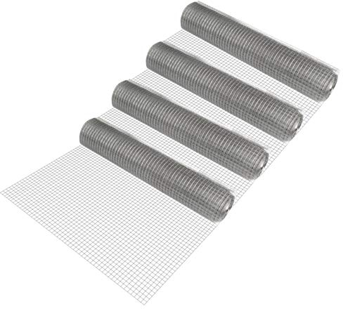 pro.tec] 4 Rollos de Malla de Alambre Cuadrados 1m x 25m Galvanizado Valla de Tela metálica Gris