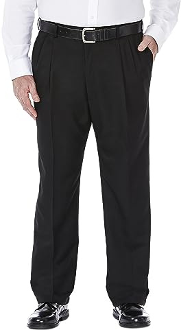 Haggar Pantalon pour Homme Cool 18 Coupe Classique avec Plis sur Le Devant et Taille Extensible (Tailles Standard et Grandes Tailles), Pantalon à Taille Extensible et plissée sur Le Devant - Tailles